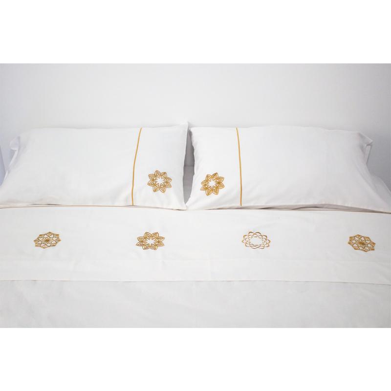 Golden Embroidered Bed Set